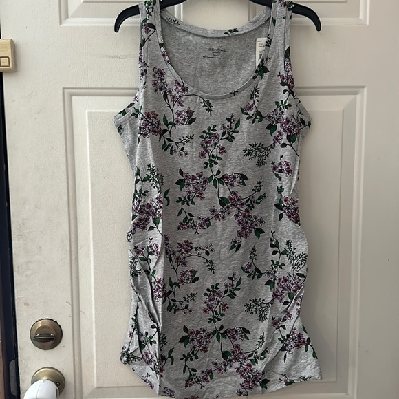 Motherhood Maternity Tops - MOTHERHOOD MATERNITY FLORAL TANK: GRAY: NEW WITH TAGS: SIZE S